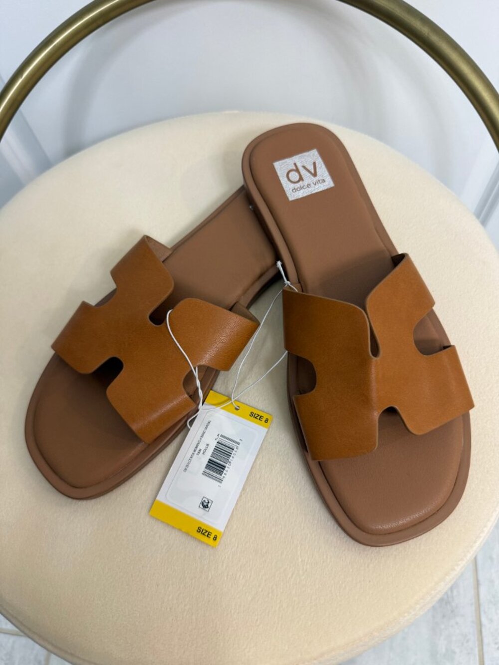 DV by Dolce Vita Hollie Tan Cutout Slide Sandals Size 8 NWT - Picture 3 of 6